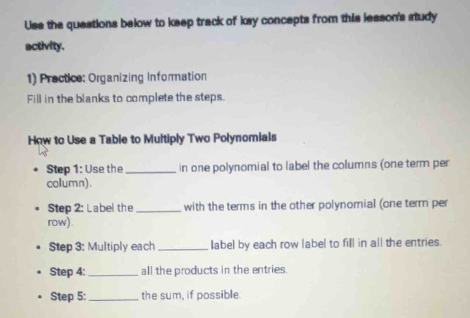use the questions below to keep track of key concepts from this lessons…
