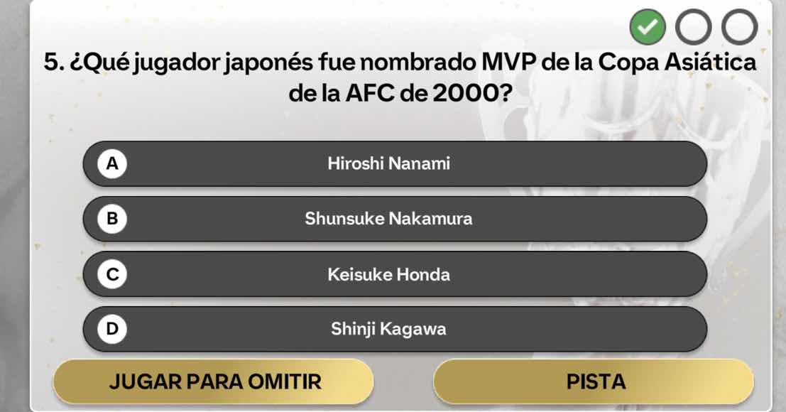5. ¿qué jugador japonés fue nombrado mvp de la copa asiática de la afc …