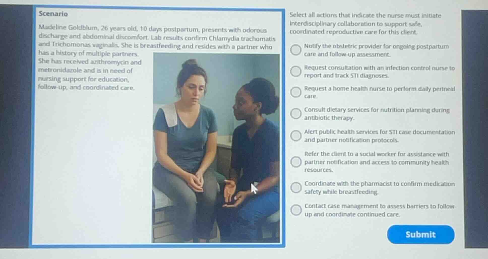 scenario madeline goldblum, 26 years old, 10 days postpartum, presents …