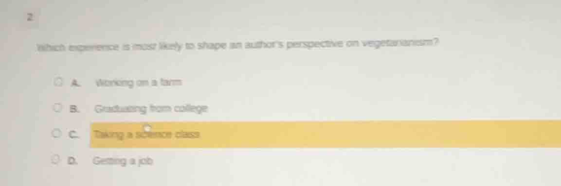 2 which experience is most likely to shape an author’s perspective on v…