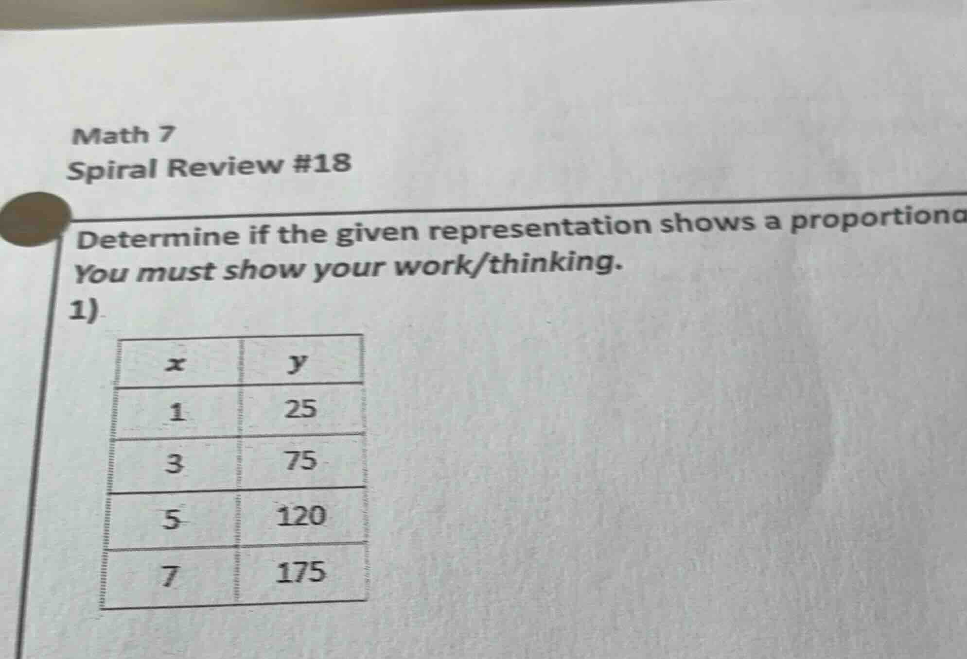 math 7 spiral review #18 determine if the given representation shows a …