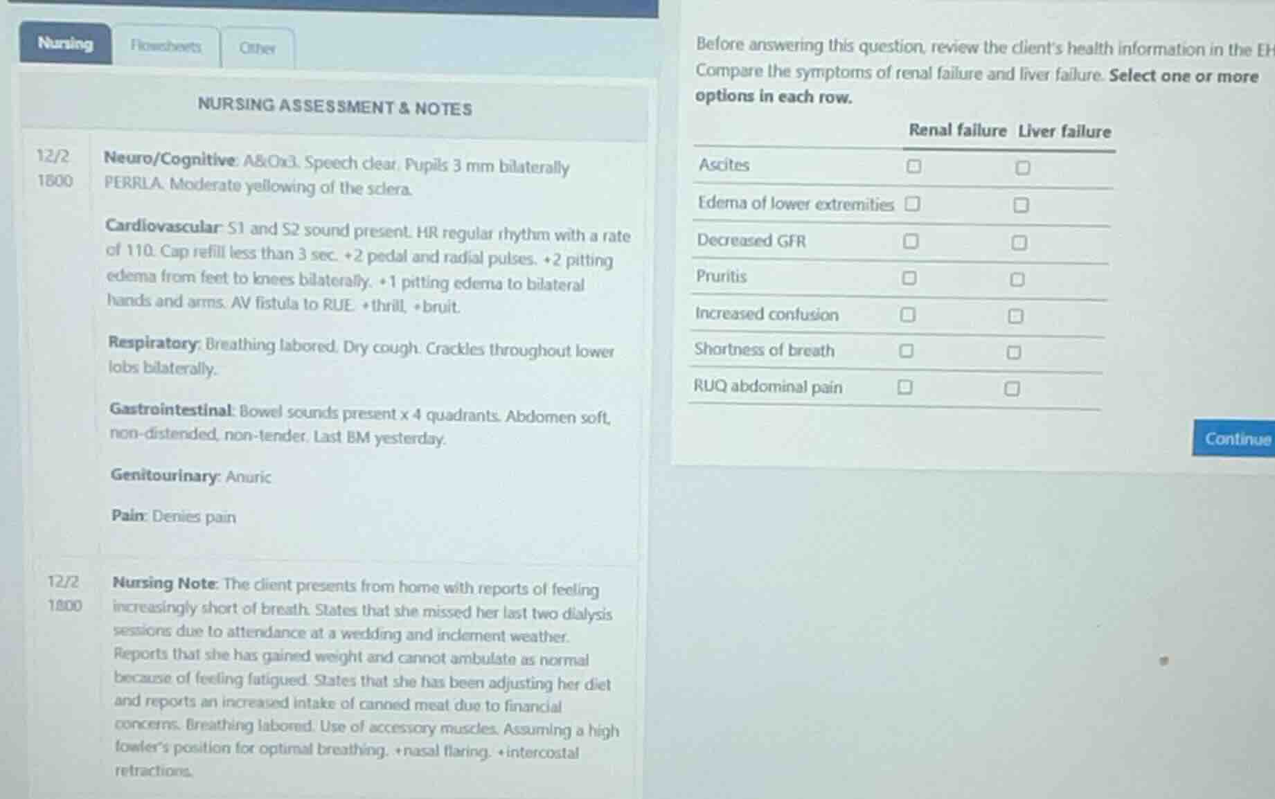 nursing nursing assessment & notes 12/2 1600 neuro/cognitive: a&ox3. sp…