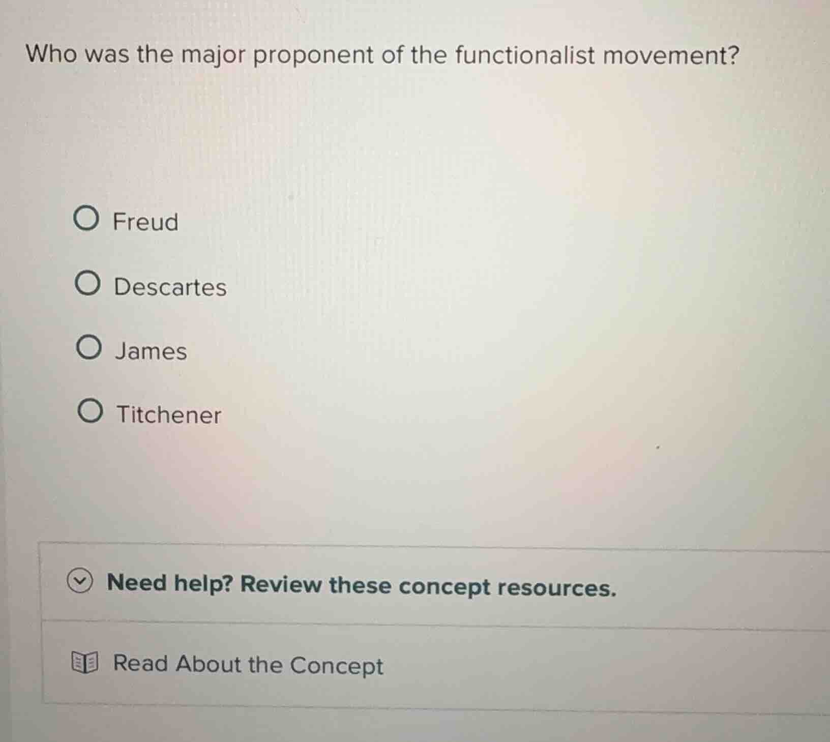 who was the major proponent of the functionalist movement? freud descar…