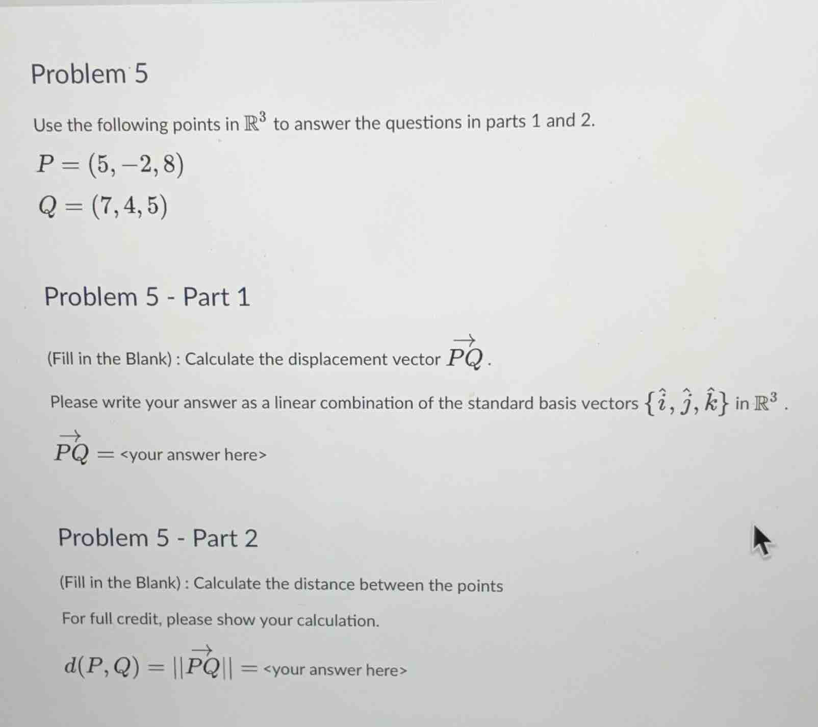 problem 5 use the following points in \\(\\mathbb{r}^3\\) to answer the…