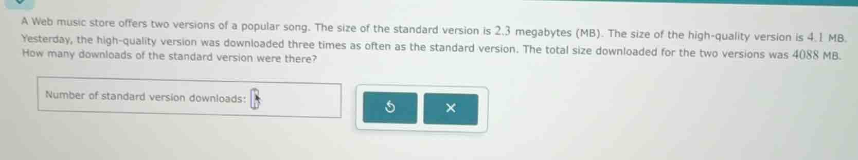 a web music store offers two versions of a popular song. the size of th…