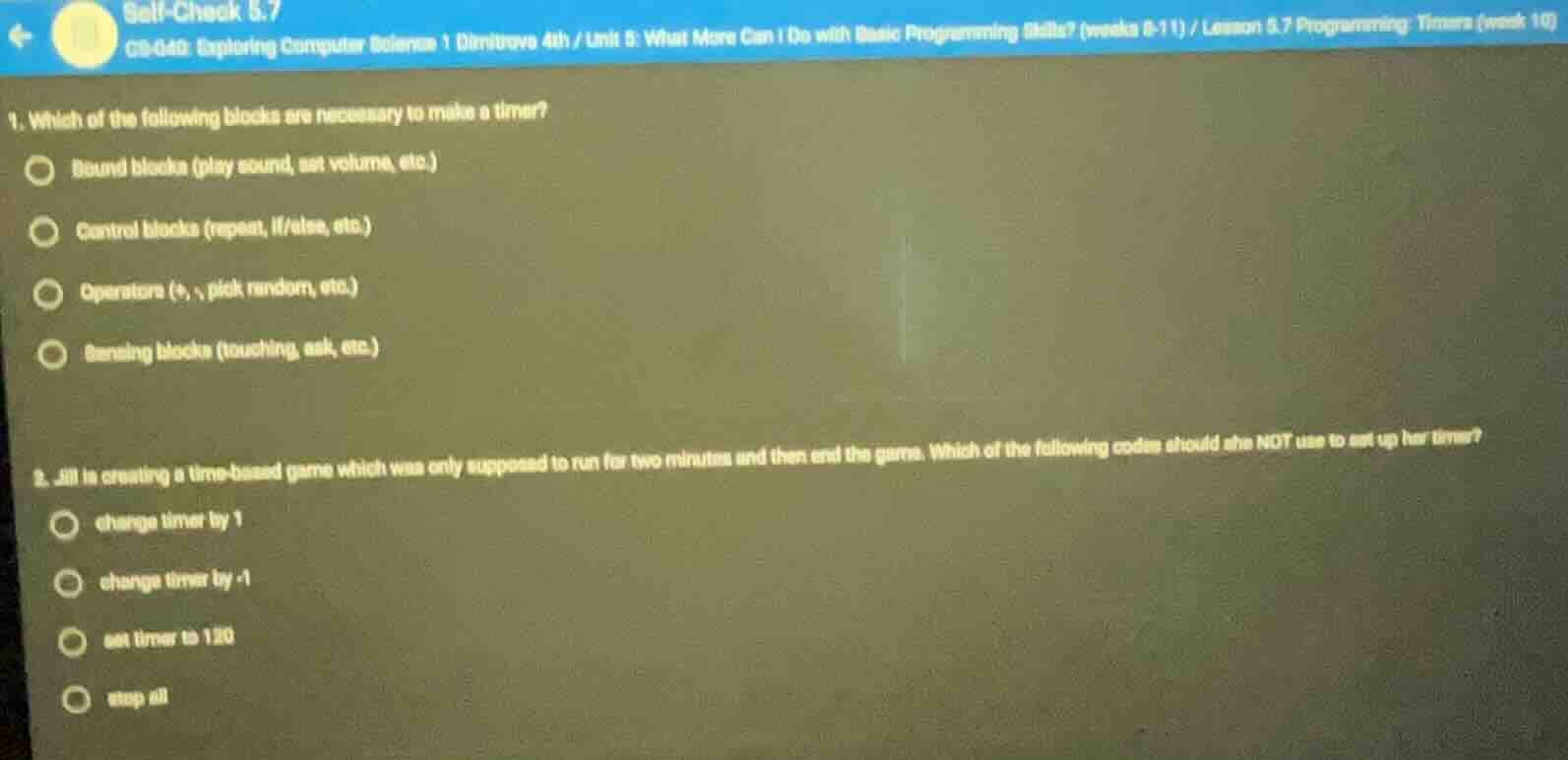 self - check 5.7 cs - 04b: exploring computer science 1 distributive 4t…