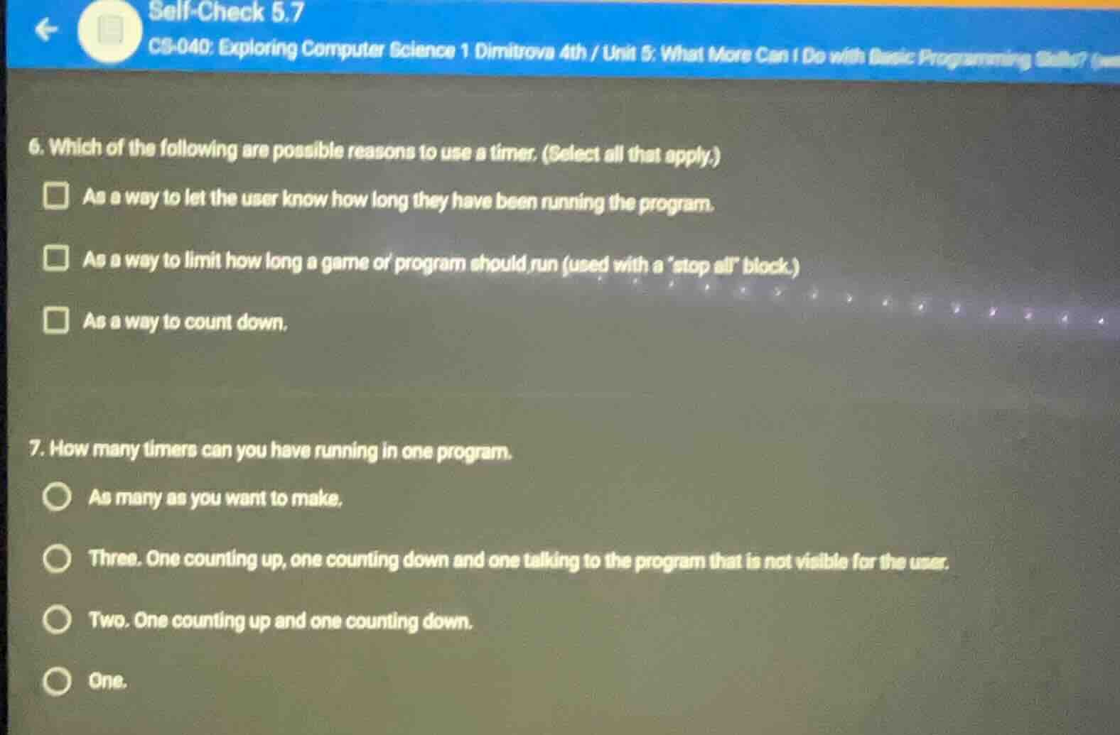 self-check 5.7 cs-040: exploring computer science 1 dimitrova 4th / uni…