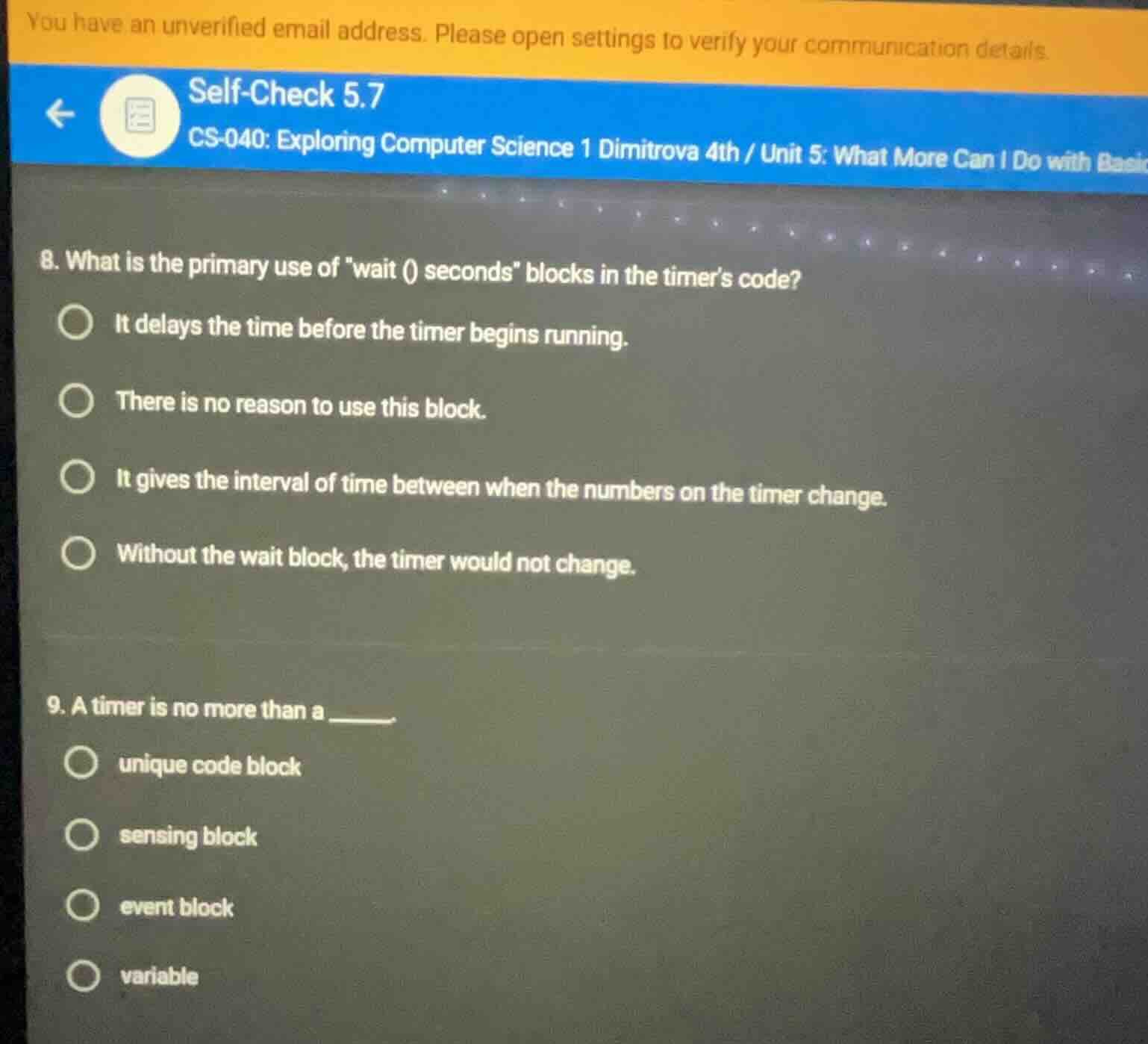 you have an unverified email address. please open settings to verify yo…