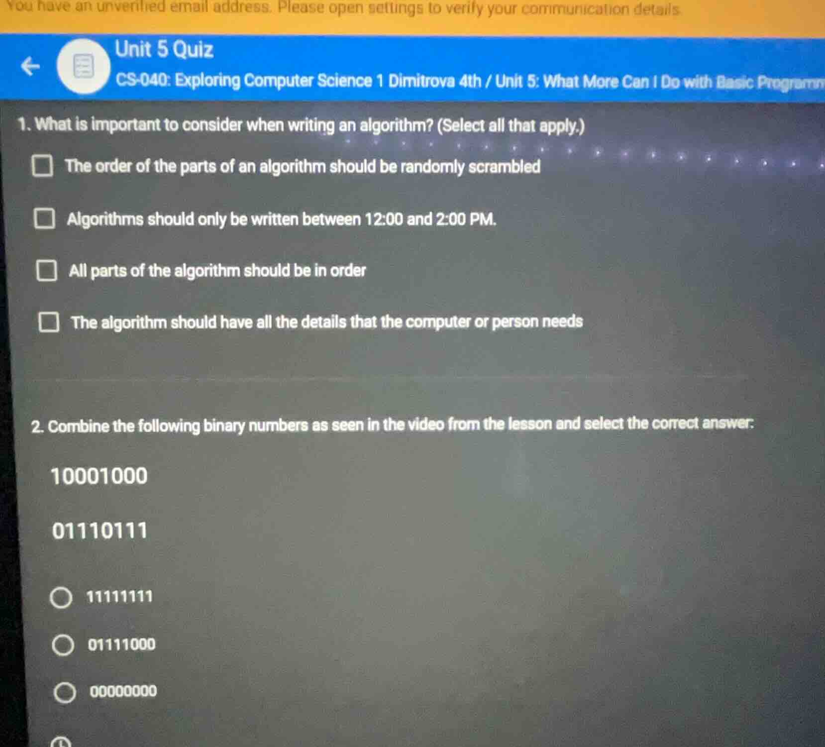 you have an unverified email address. please open settings to verify yo…