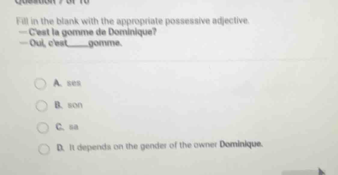 fill in the blank with the appropriate possessive adjective. — cest la …