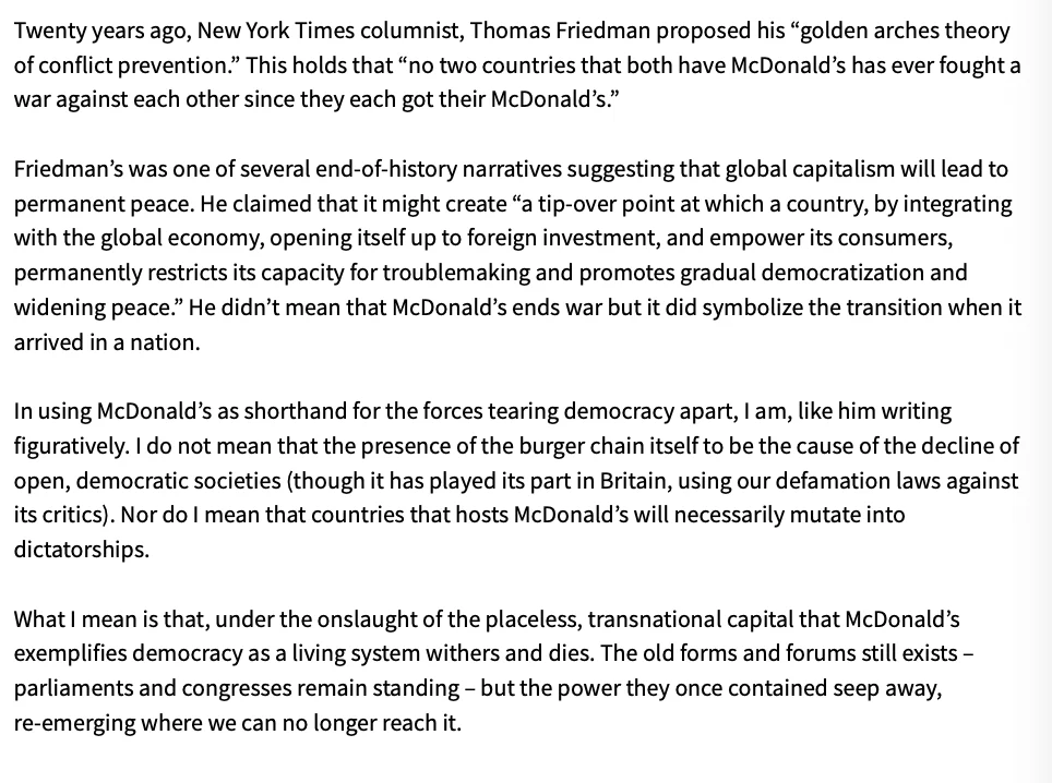 twenty years ago, new york times columnist, thomas friedman proposed hi…
