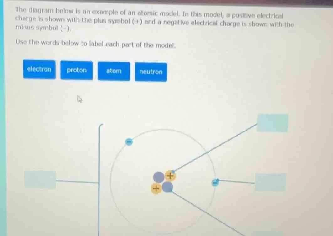 the diagram below is an example of an atomic model. in this model, a po…