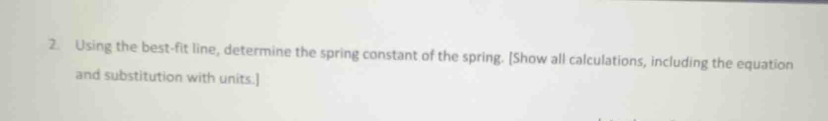 2. using the best - fit line, determine the spring constant of the spri…
