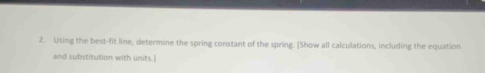 2. using the best - fit line, determine the spring constant of the spri…