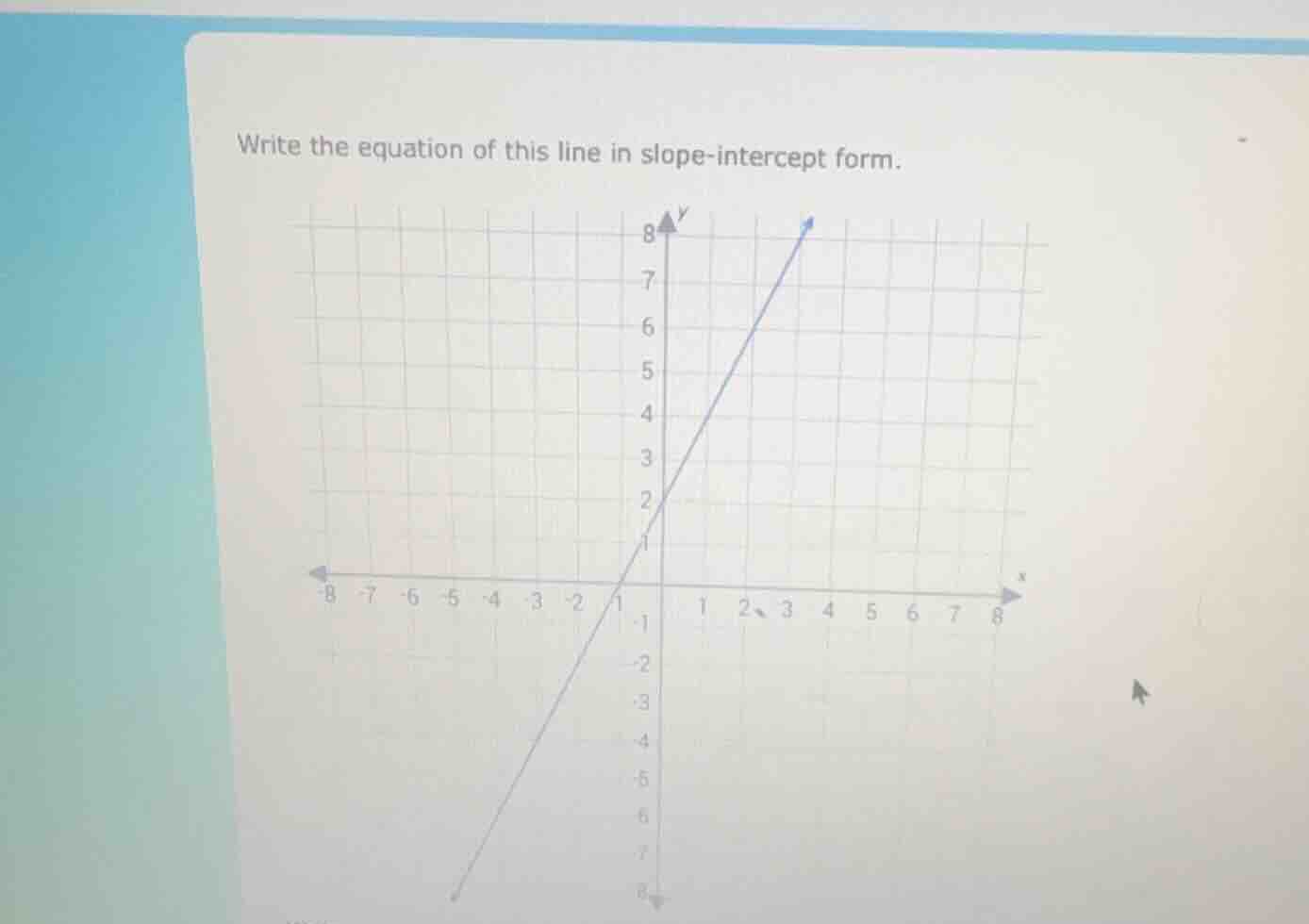write the equation of this line in slope-intercept form.