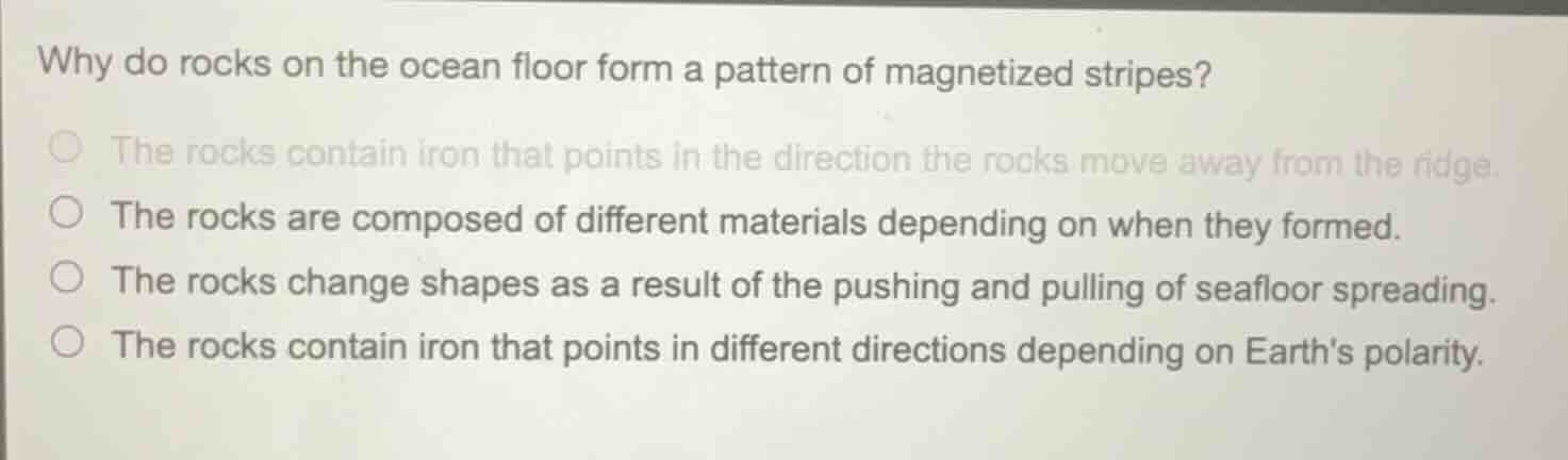why do rocks on the ocean floor form a pattern of magnetized stripes? t…