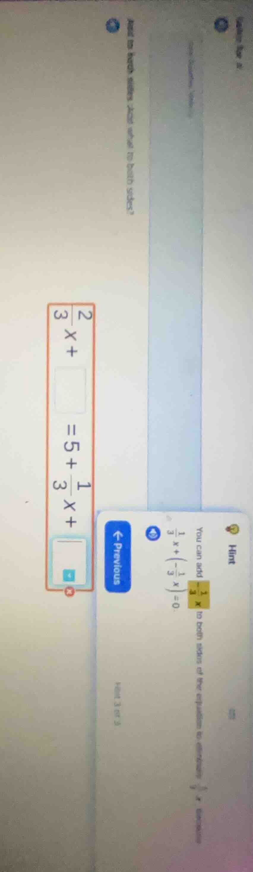 what is the number that you need to add to both sides? \\(\\frac{2}{3}x…