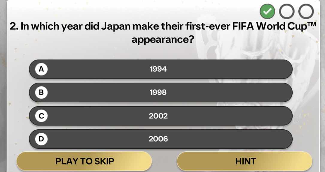 2. in which year did japan make their first - ever fifa world cup™ appe…