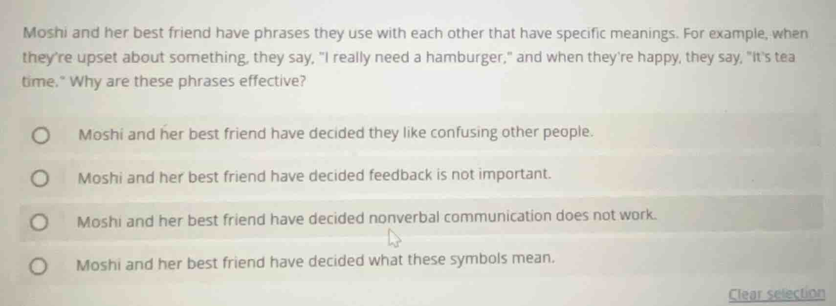 moshi and her best friend have phrases they use with each other that ha…