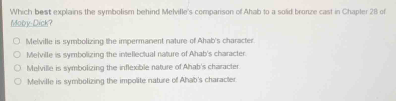 which best explains the symbolism behind melville’s comparison of ahab …