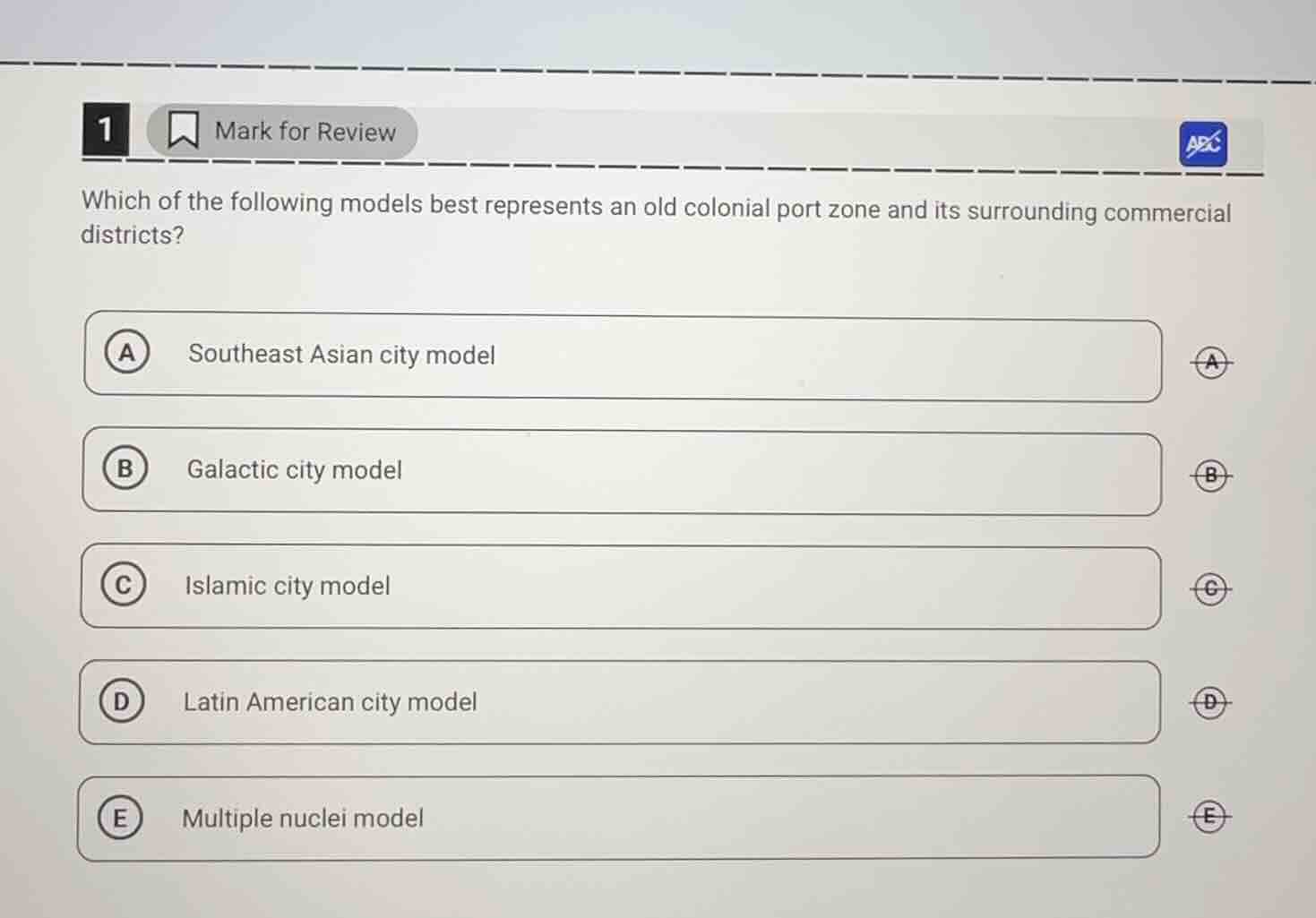 1 mark for review which of the following models best represents an old …