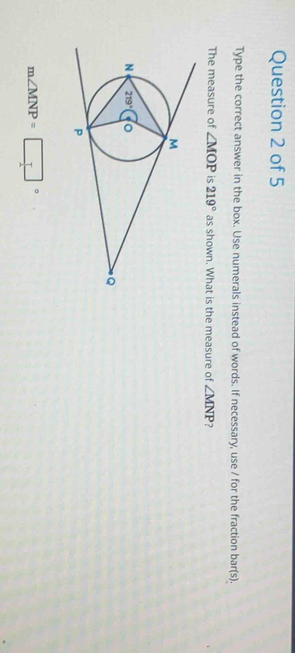question 2 of 5 type the correct answer in the box. use numerals instea…