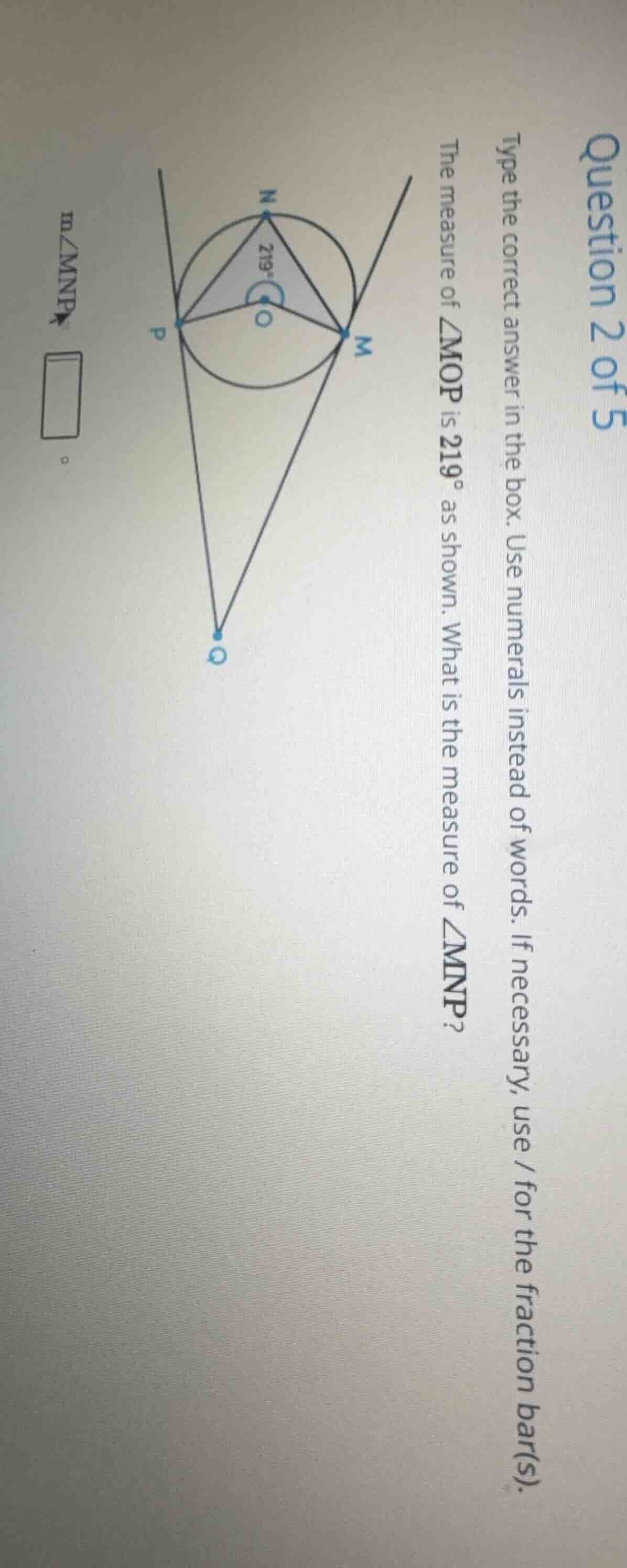 question 2 of 5 type the correct answer in the box. use numerals instea…
