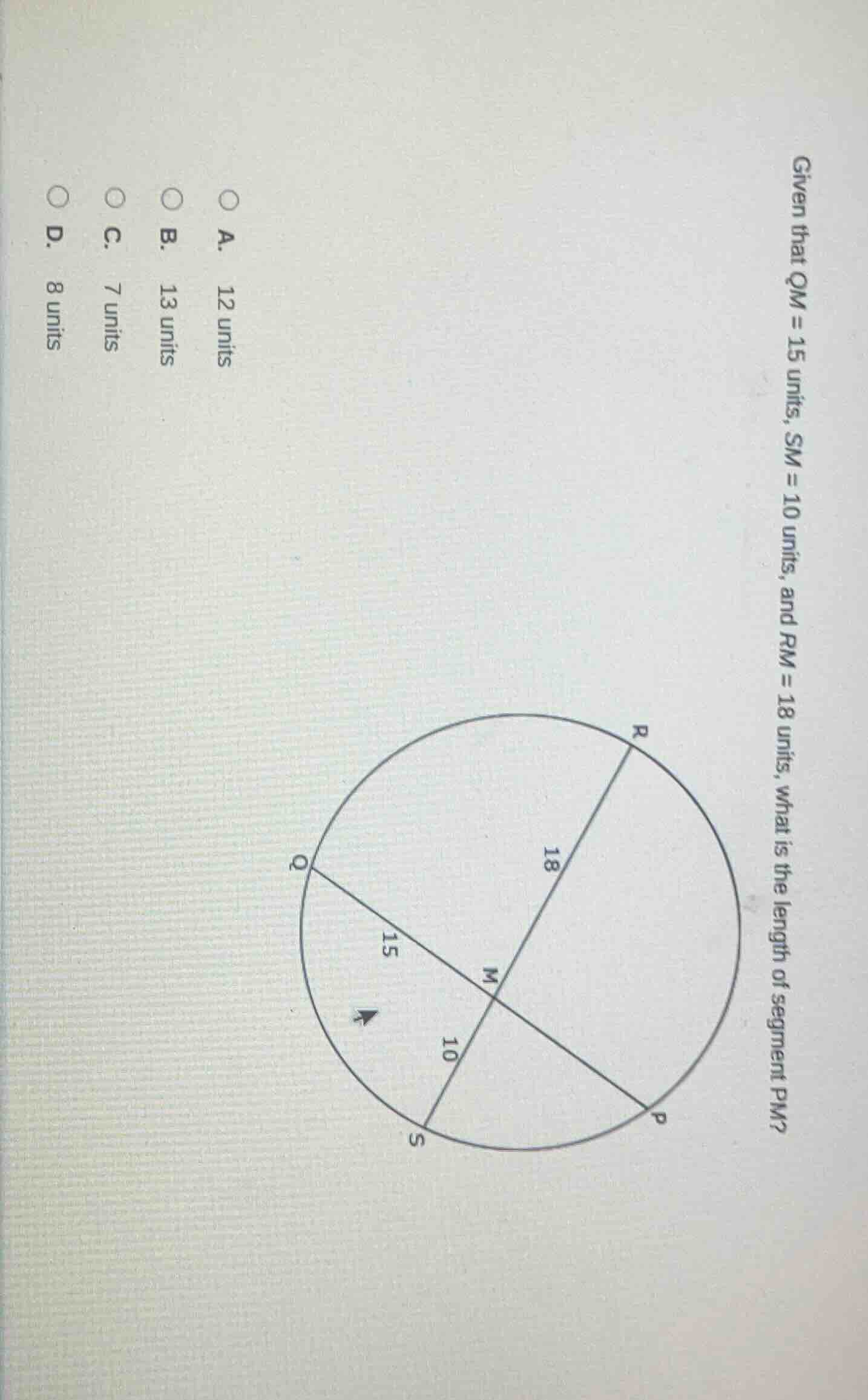 given that qm = 15 units, sm = 10 units, and rm = 18 units, what is the…