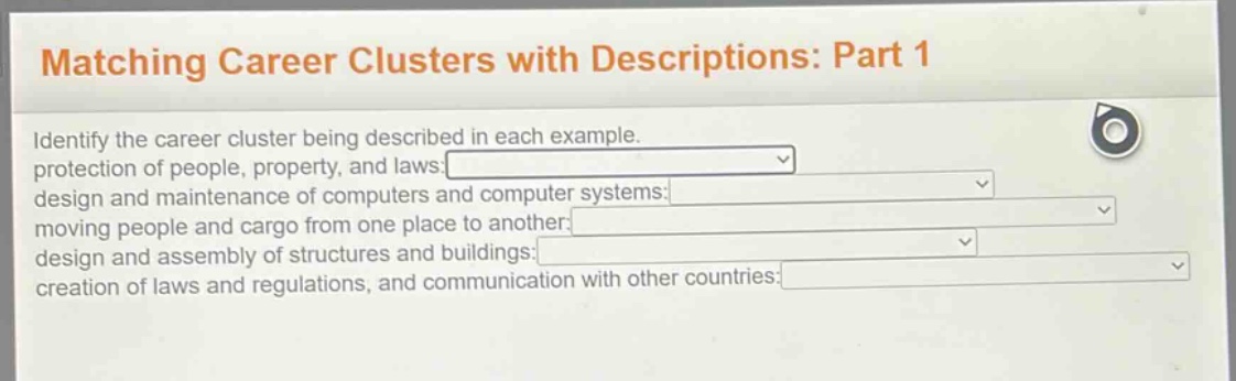 matching career clusters with descriptions: part 1 identify the career …