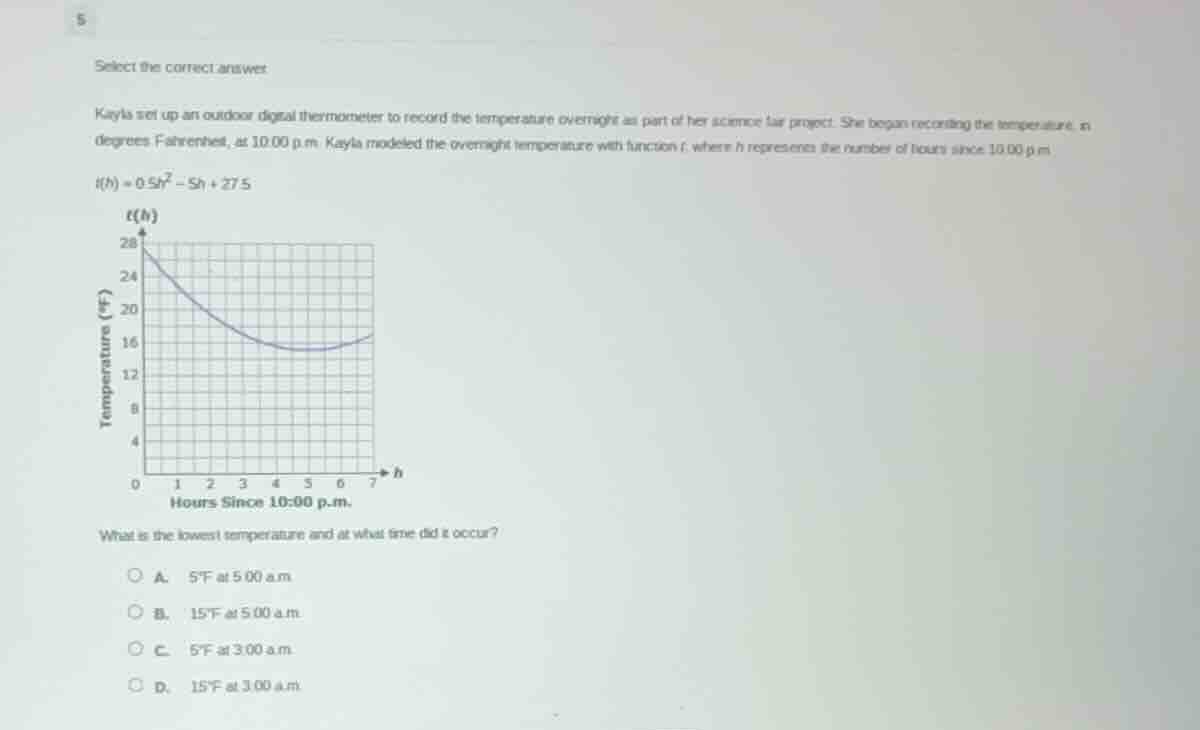 5 select the correct answer kayla set up an outdoor digital thermometer…