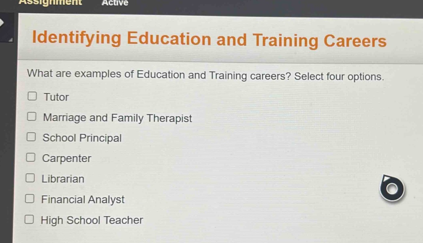 identifying education and training careers what are examples of educati…