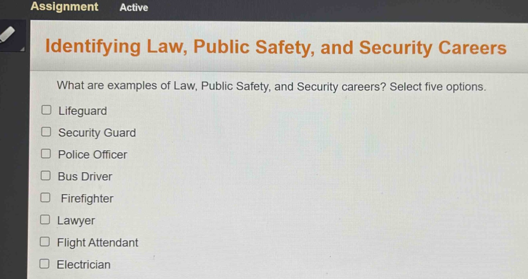 assignment active identifying law, public safety, and security careers …