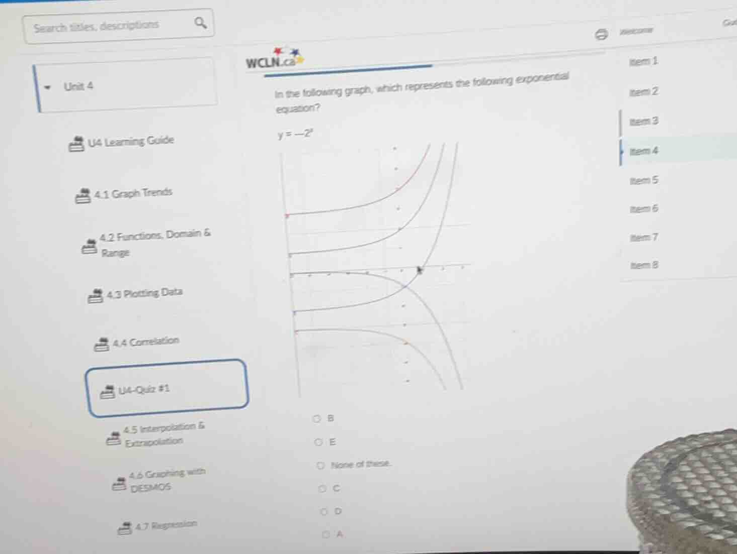 in the following graph, which represents the following exponential equa…
