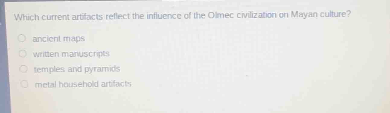 which current artifacts reflect the influence of the olmec civilization…