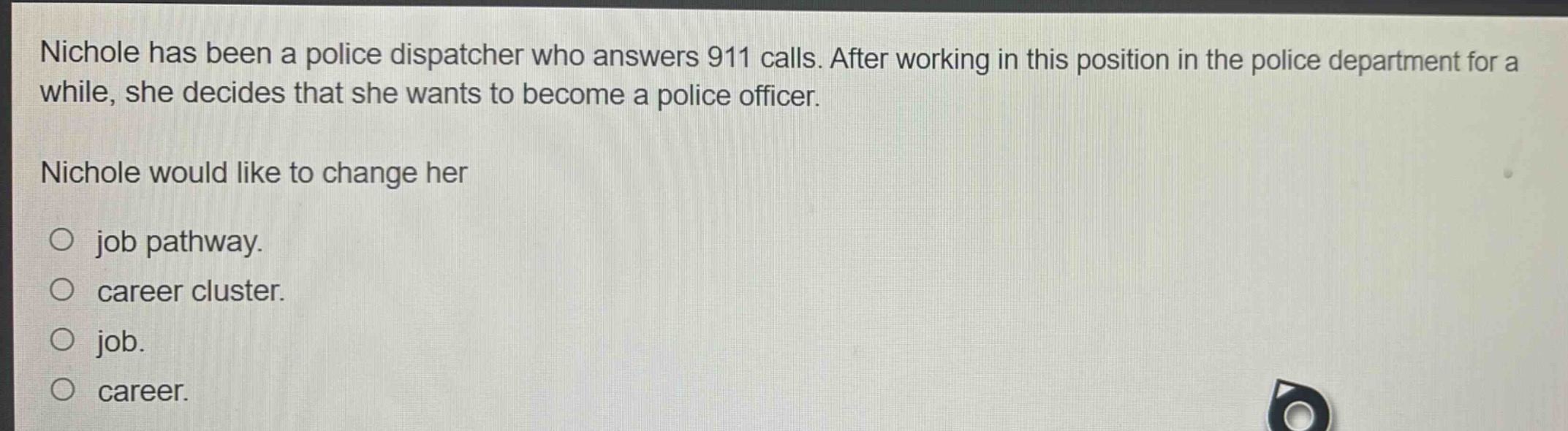 nichole has been a police dispatcher who answers 911 calls. after worki…