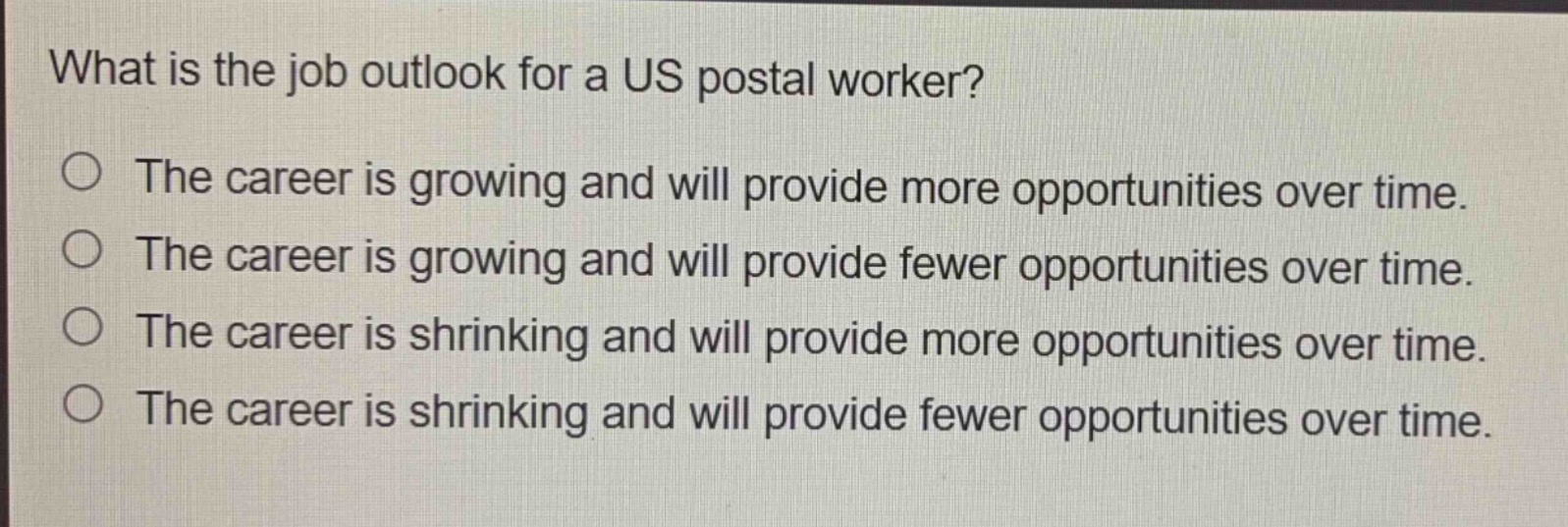 what is the job outlook for a us postal worker? ○ the career is growing…
