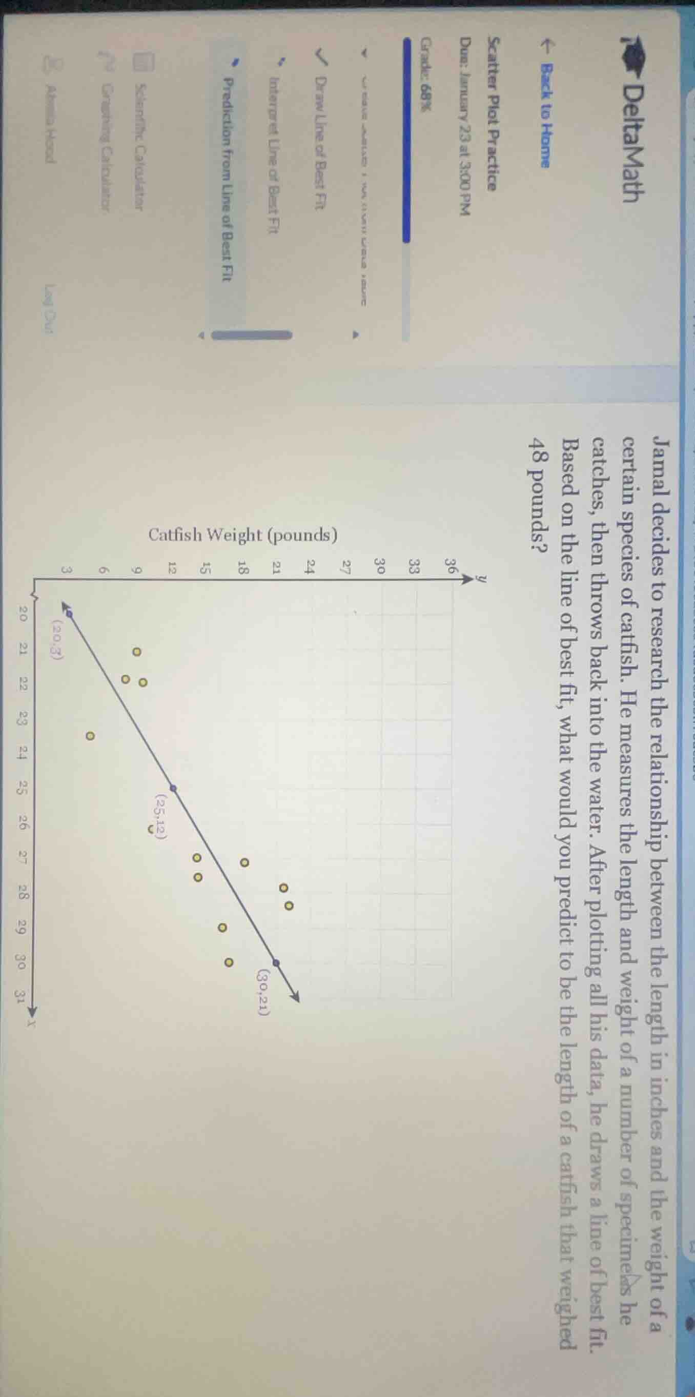 jamal decides to research the relationship between the length in inches…