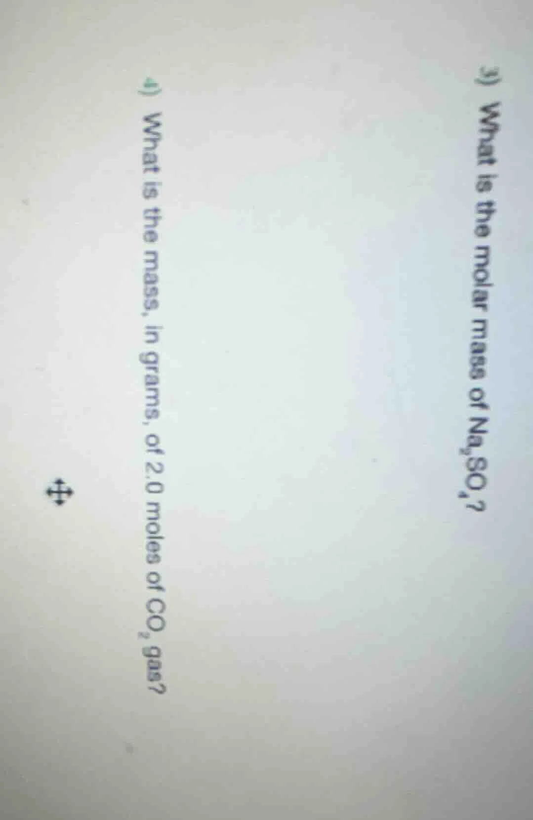 3) what is the molar mass of na₂so₄? 4) what is the mass, in grams, of …