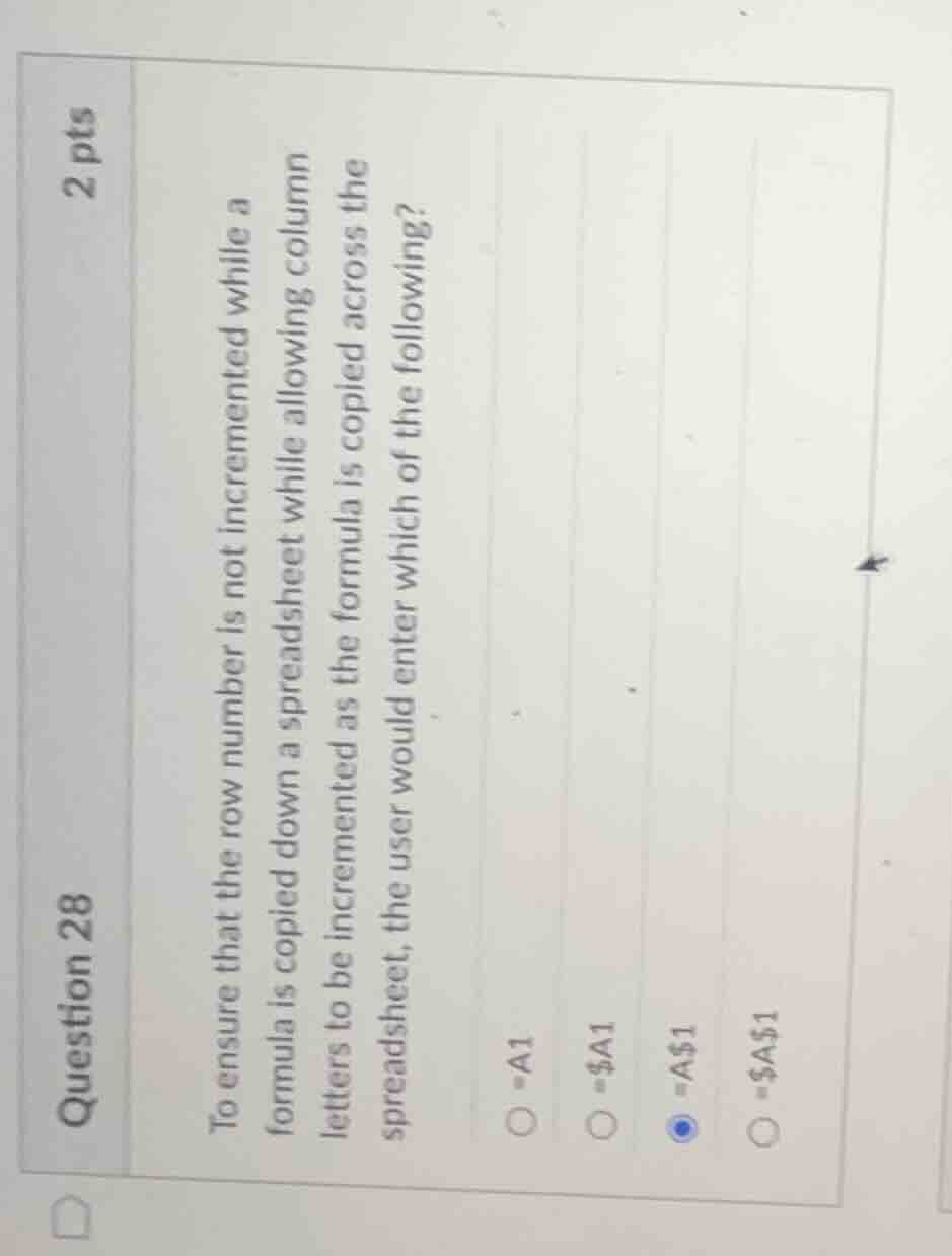 question 28 2 pts to ensure that the row number is not incremented whil…