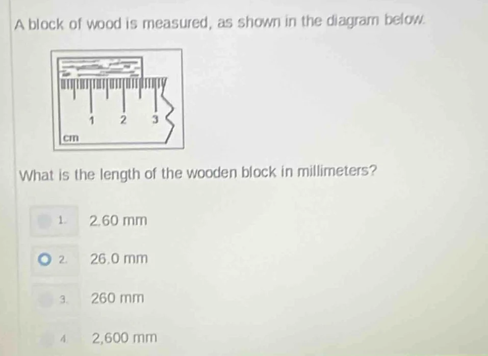 a block of wood is measured, as shown in the diagram below. diagram of …