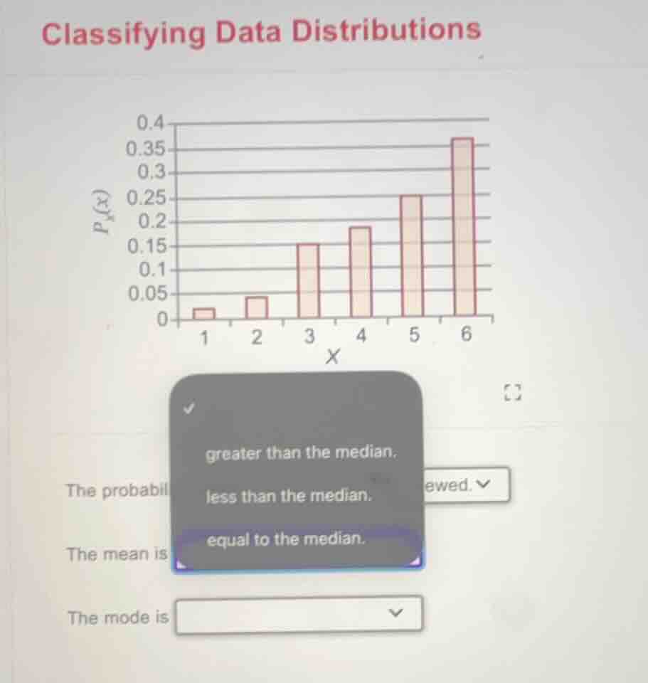 classifying data distributions the probabil dropdown viewed. the mean i…