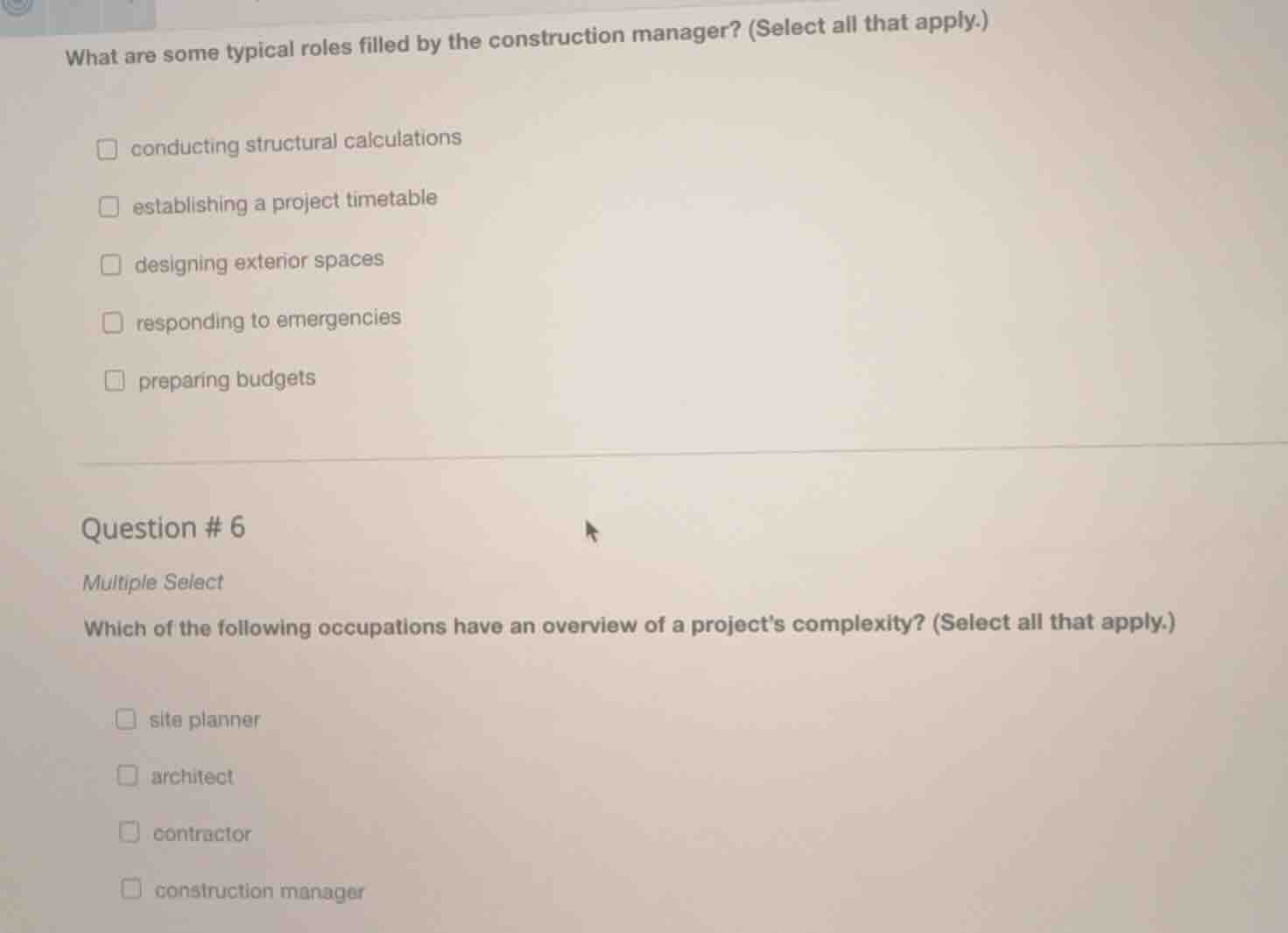 what are some typical roles filled by the construction manager? (select…