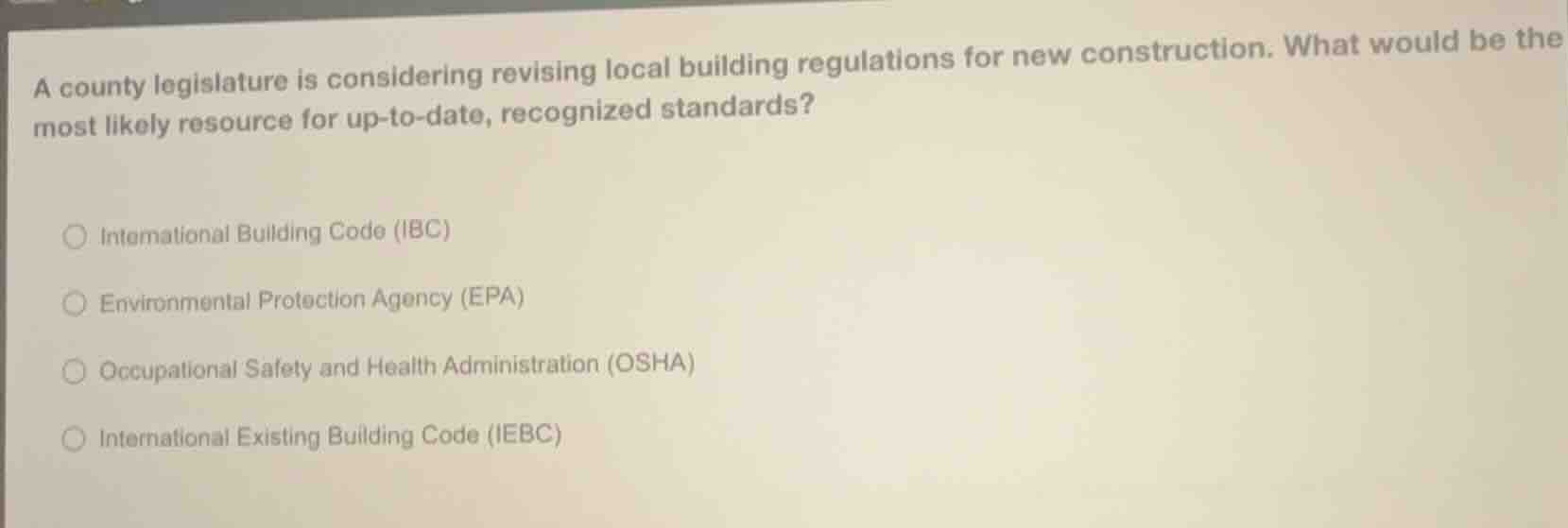 a county legislature is considering revising local building regulations…