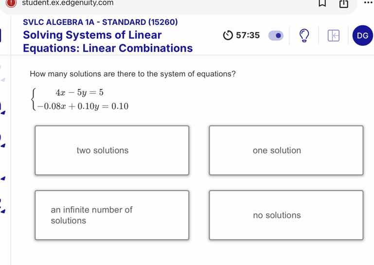 svlc algebra 1a - standard (15260) solving systems of linear equations:…