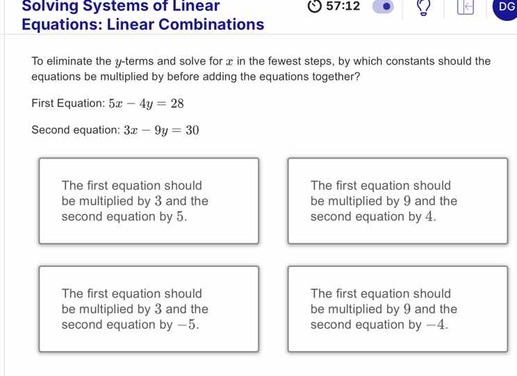 solving systems of linear equations: linear combinations to eliminate t…