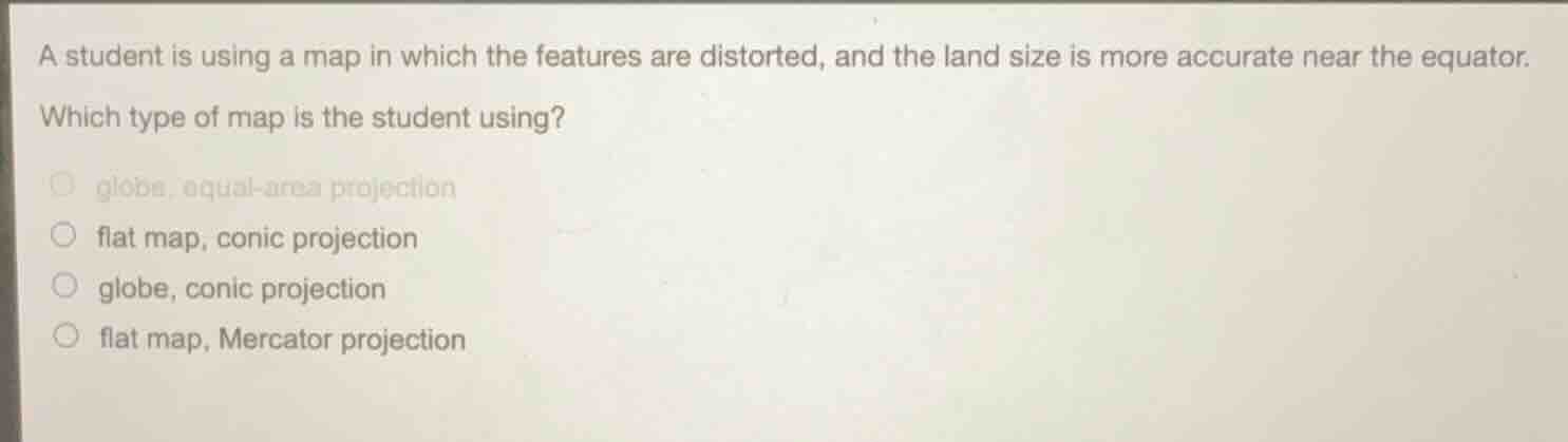 a student is using a map in which the features are distorted, and the l…