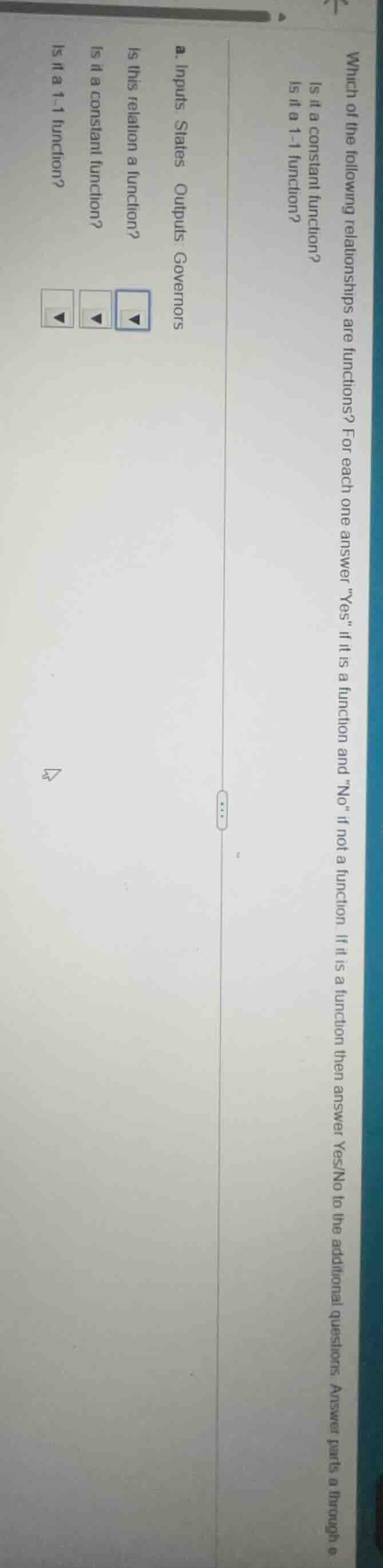 which of the following relationships are functions? for each one answer…