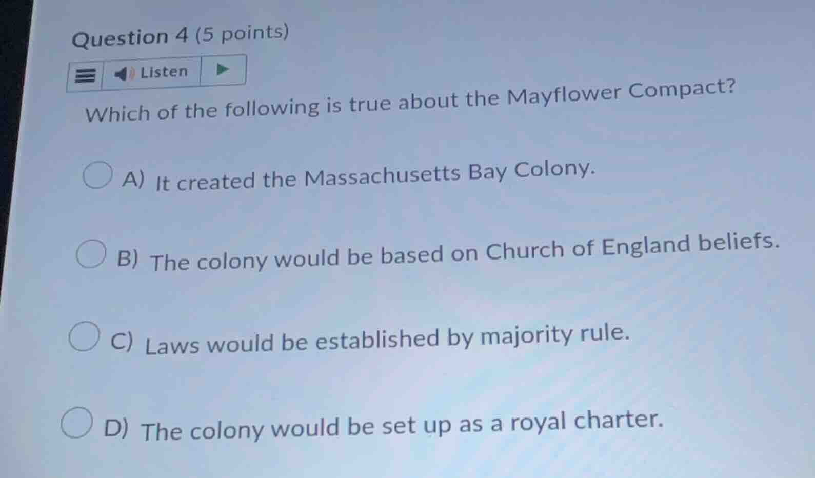question 4 (5 points) which of the following is true about the mayflowe…