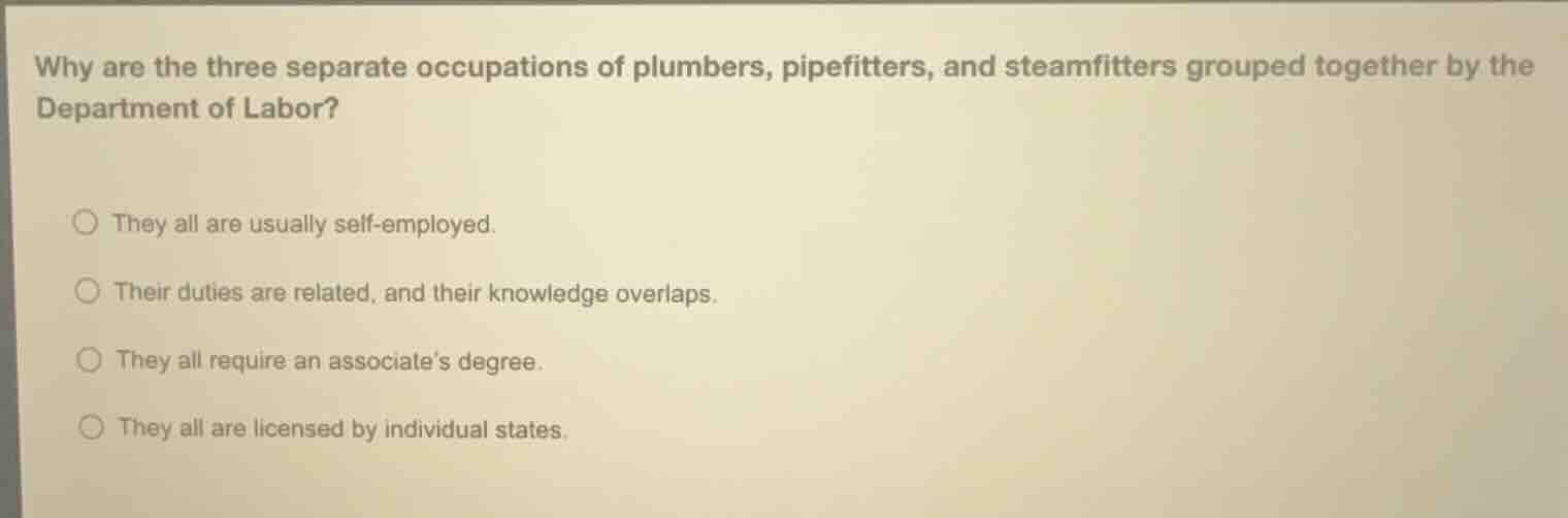 why are the three separate occupations of plumbers, pipefitters, and st…