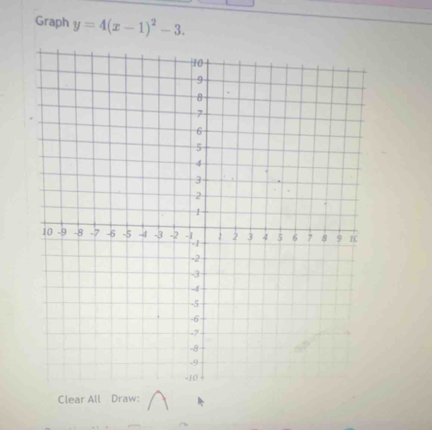 graph $y = 4(x - 1)^2 - 3$.